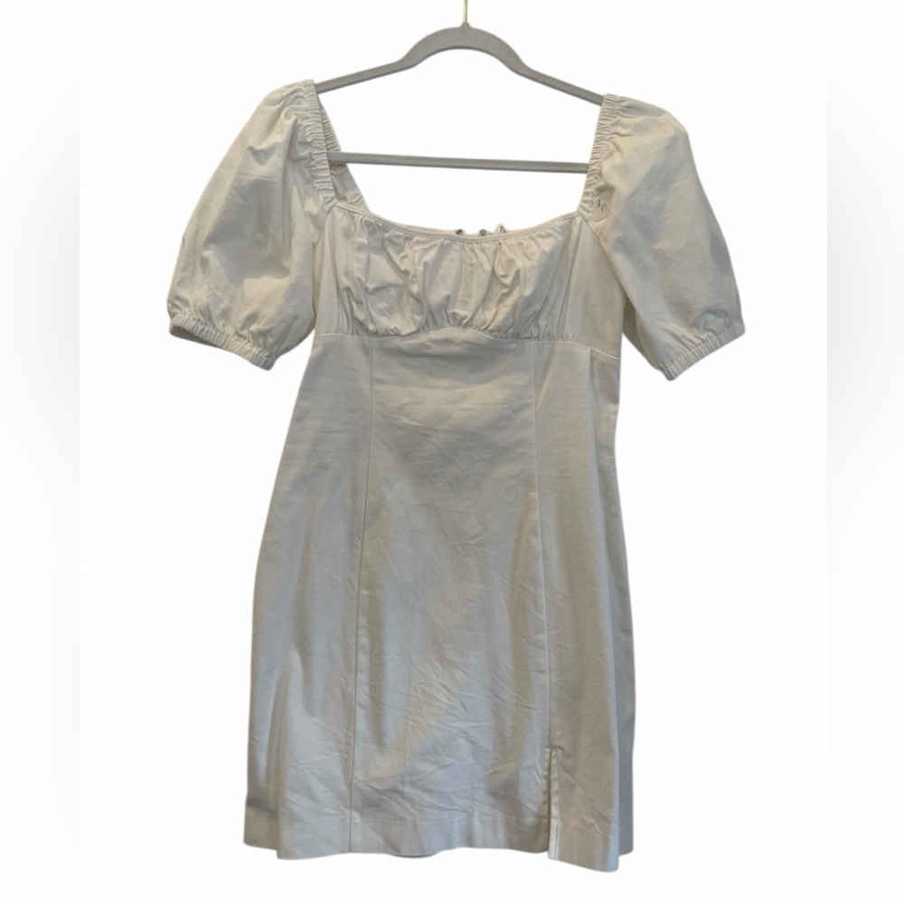 Astr the Label White Puff-Sleeve Mini Dress